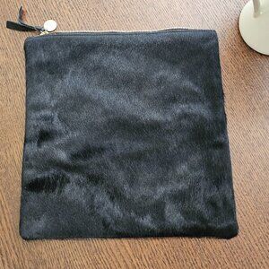 Clare V. Black Pony Calf Hair Foldover Clutch Bag
